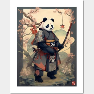 Japanese samurai panda Posters and Art